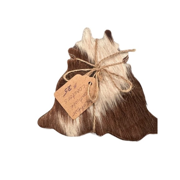 Real Cowhide Coasters 4pk - Picture 6 of 7